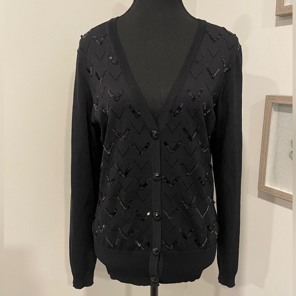 Melanie Lyne Sweaters - Never Worn! Melanie Lyne Button Front Cardigan with Sequin Details